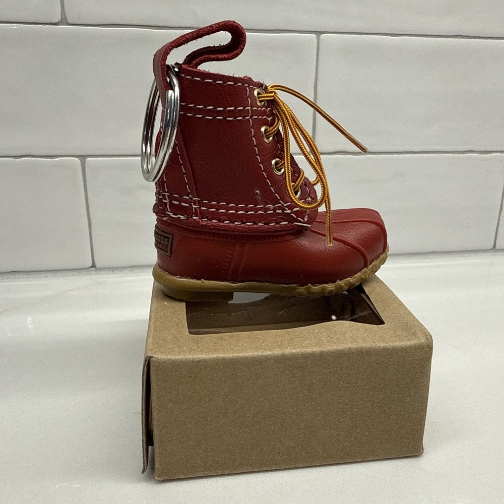LL Bean Red (Bean Boot) Keychain Duck Boot Leather / Rubber - NEW - Fast Ship!